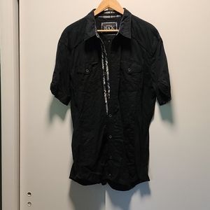 Navy short sleeve button down shirt